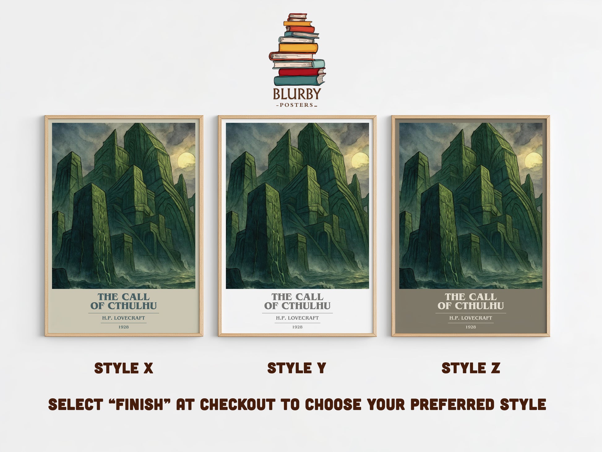 The Call Of Cthulhu book cover print in frame leaning in hallway – horror wall art