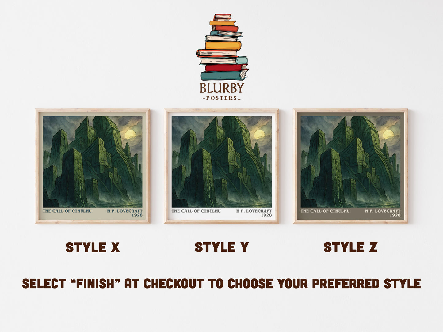 The Call Of Cthulhu literary print in frame leaning in hallway – horror wall art