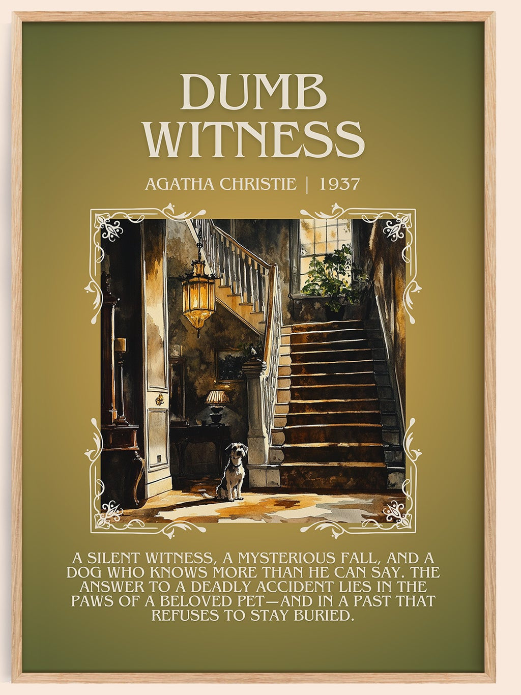 Dumb Witness minimalist book poster by Agatha Christie – framed literary art print