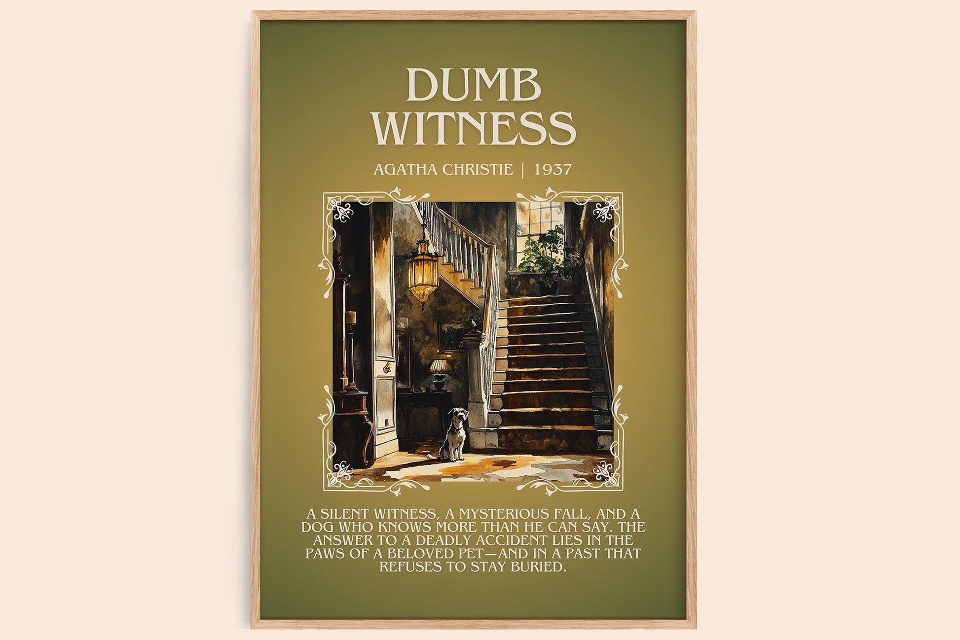Dumb Witness minimalist book poster by Agatha Christie – framed literary art print