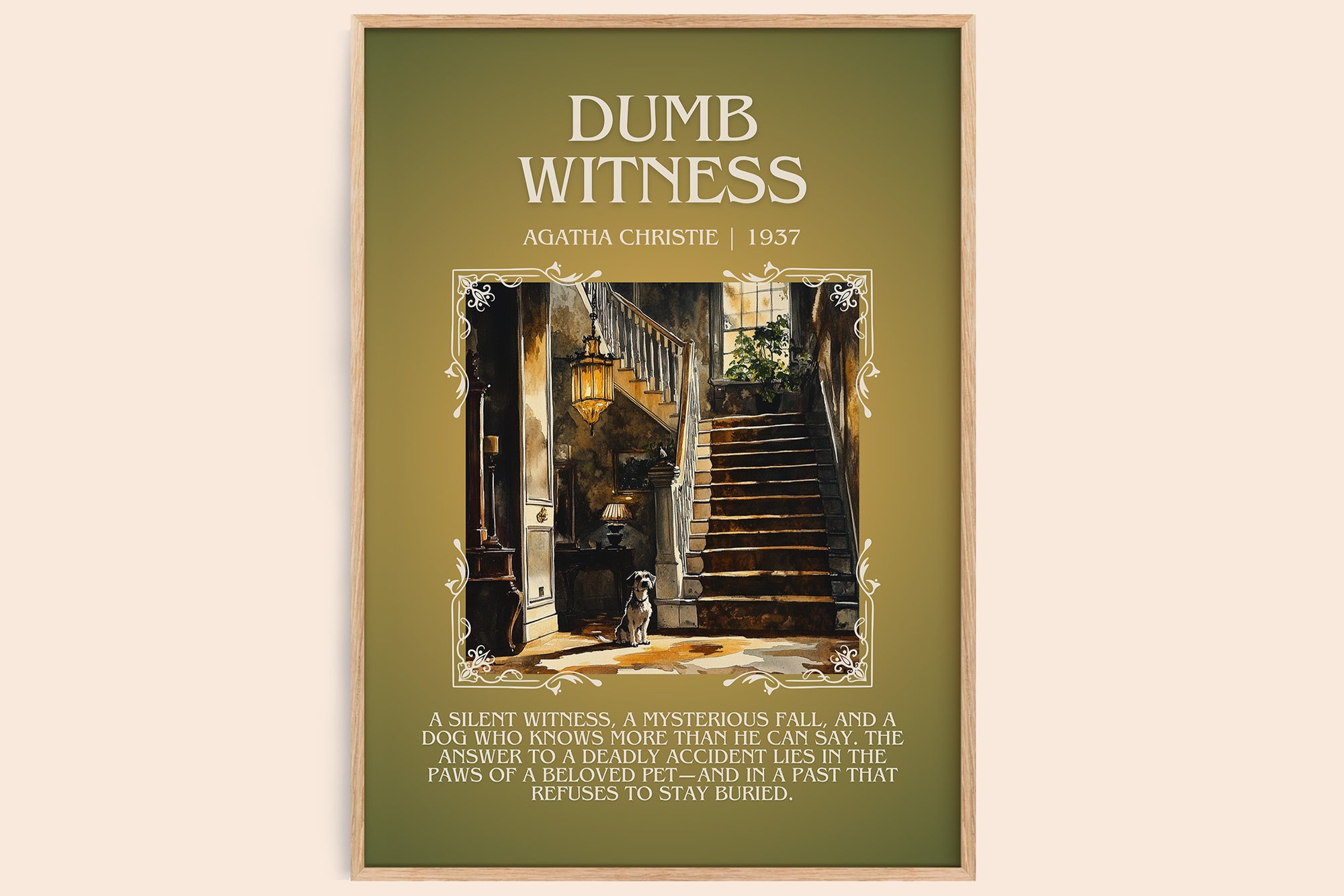 Dumb Witness minimalist book poster by Agatha Christie – framed literary art print