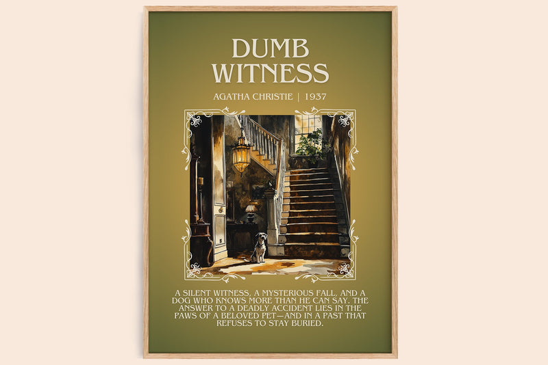 Dumb Witness minimalist book poster by Agatha Christie – framed literary art print