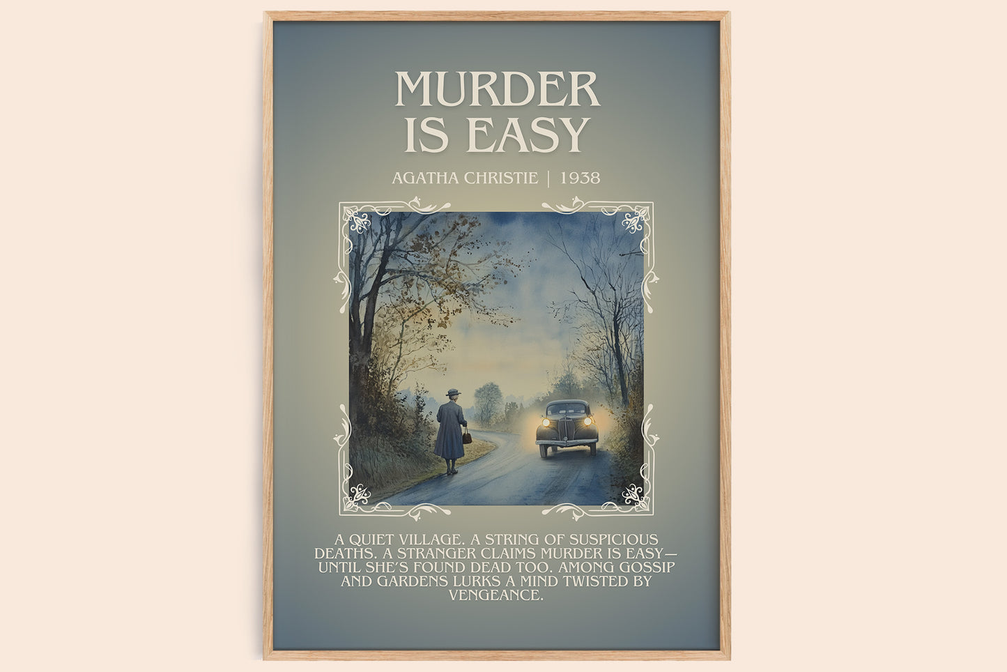 Murder Is Easy minimalist book poster by Agatha Christie – framed literary art print