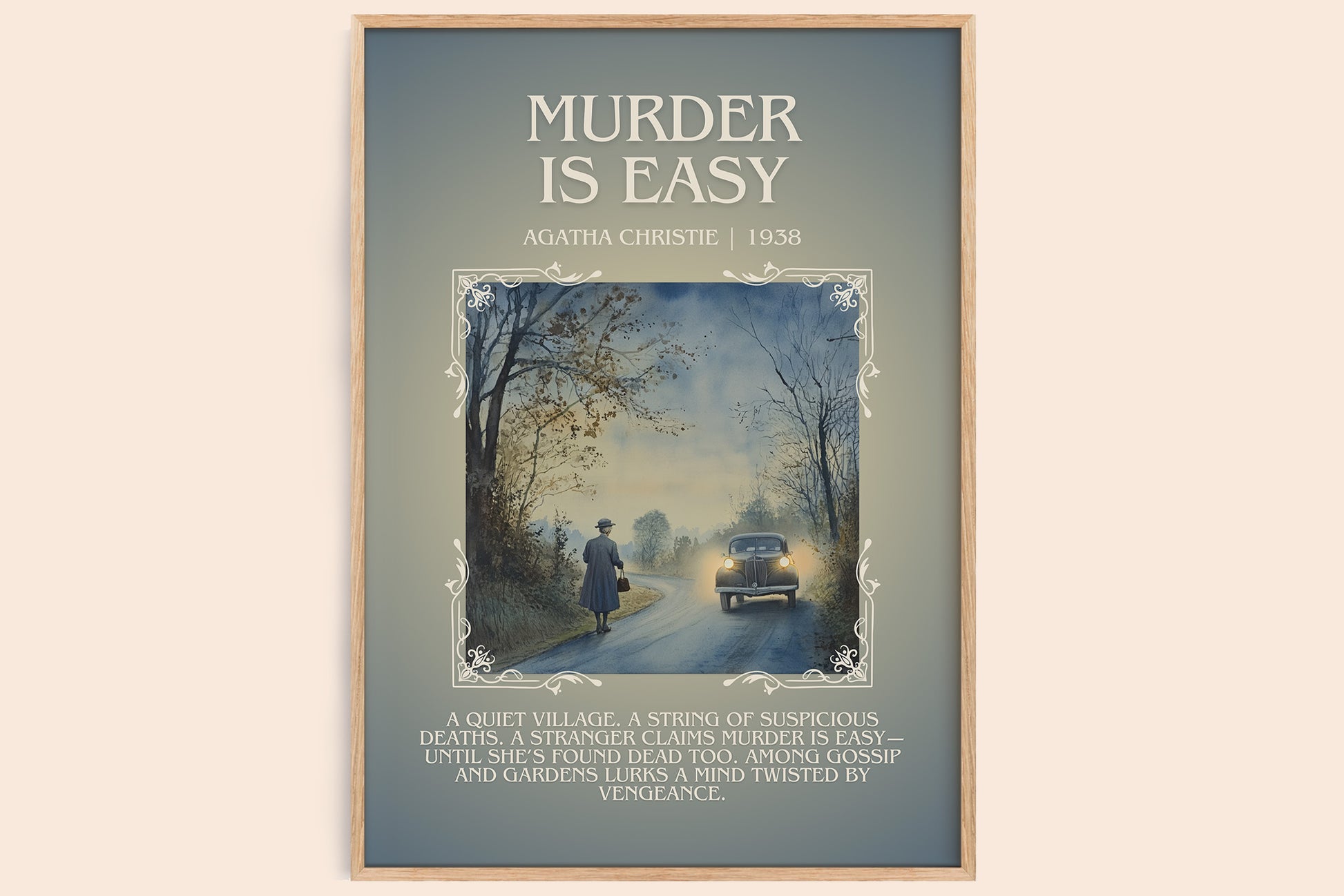 Murder Is Easy minimalist book poster by Agatha Christie – framed literary art print