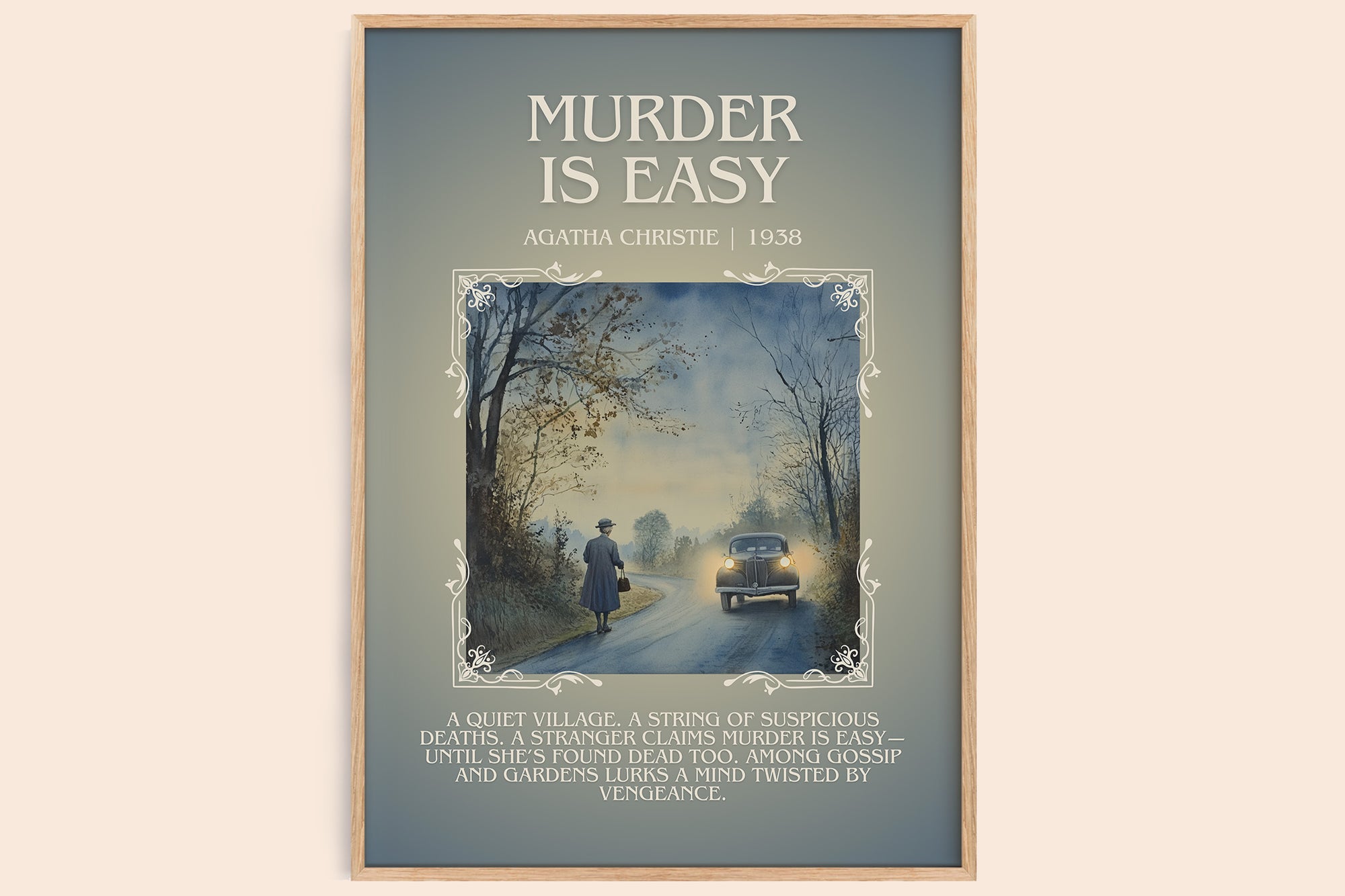 Murder Is Easy minimalist book poster by Agatha Christie – framed literary art print