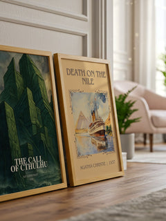 The Call Of Cthulhu watercolour print framed by window – literary home decor