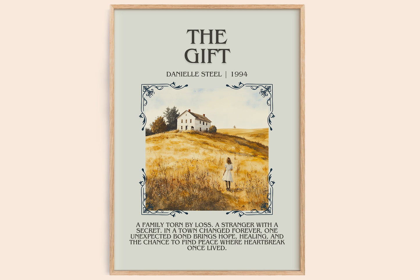 The Gift minimalist book poster by Danielle Steel – framed literary art print