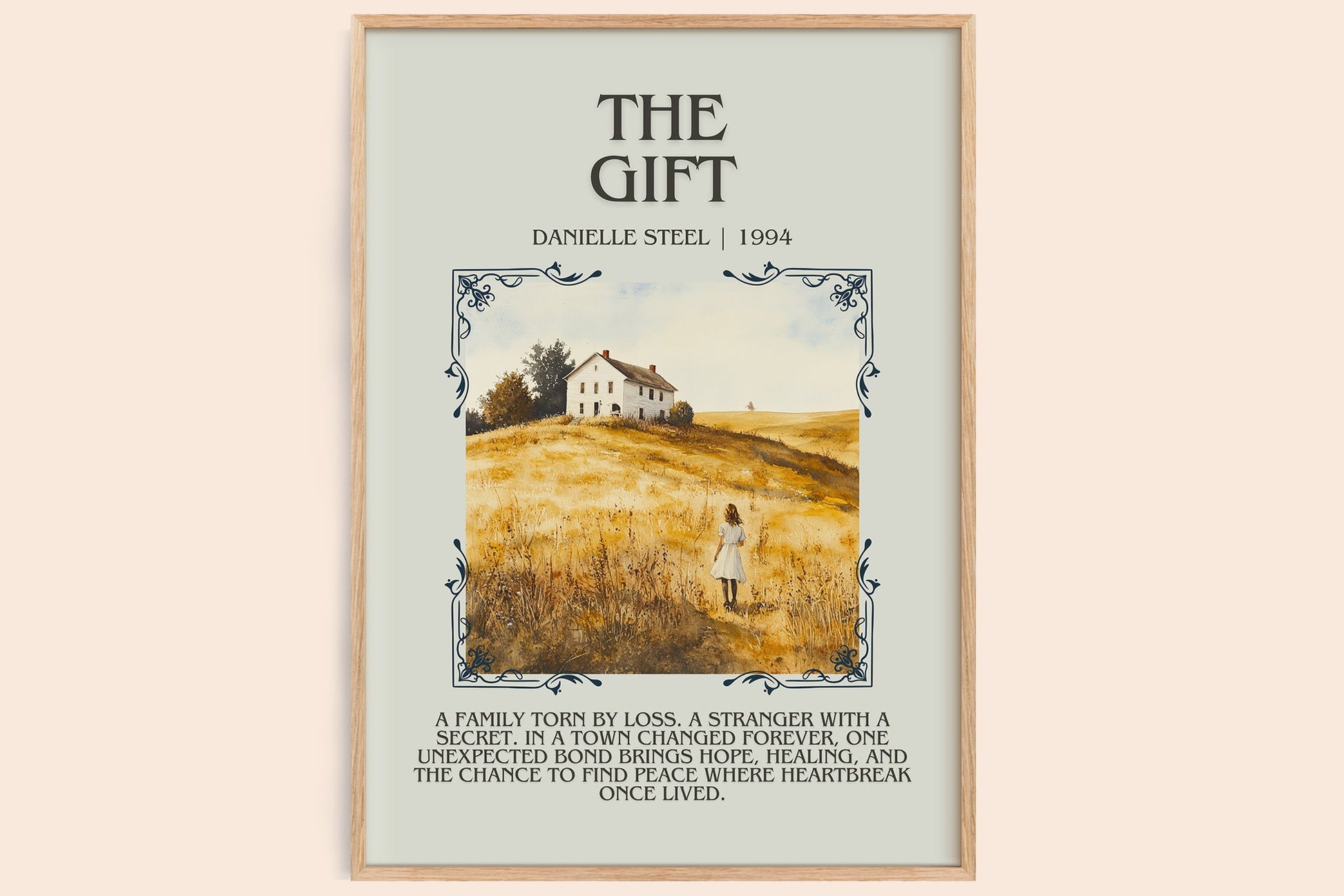 The Gift minimalist book poster by Danielle Steel – framed literary art print