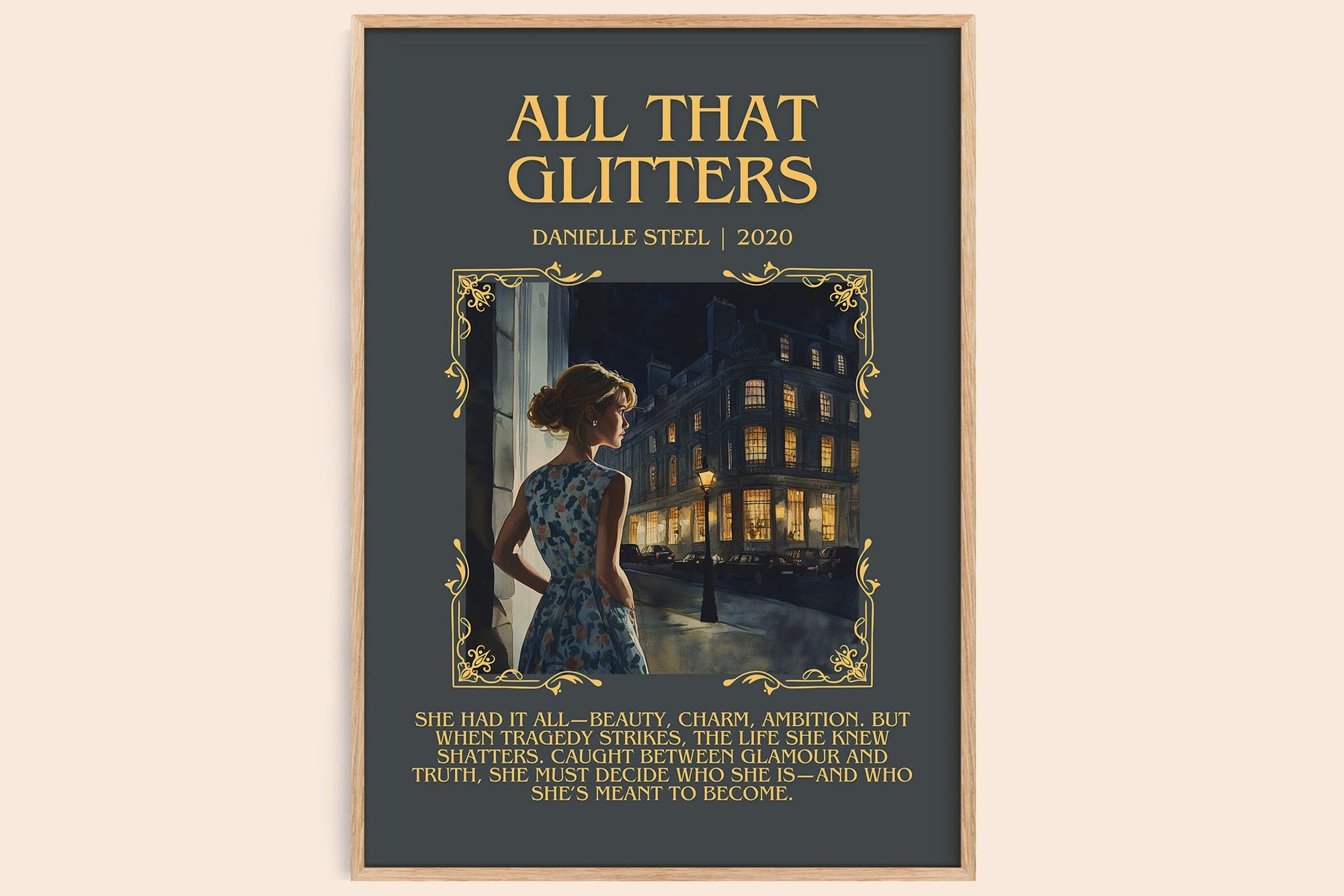 All that Glitters minimalist book poster by Danielle Steel – framed literary art print