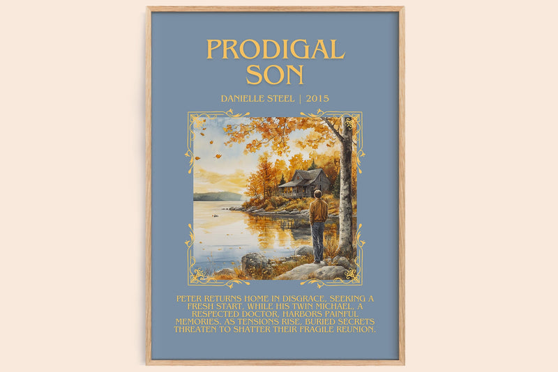 Prodigal Son minimalist book poster by Danielle Steel – framed literary art print