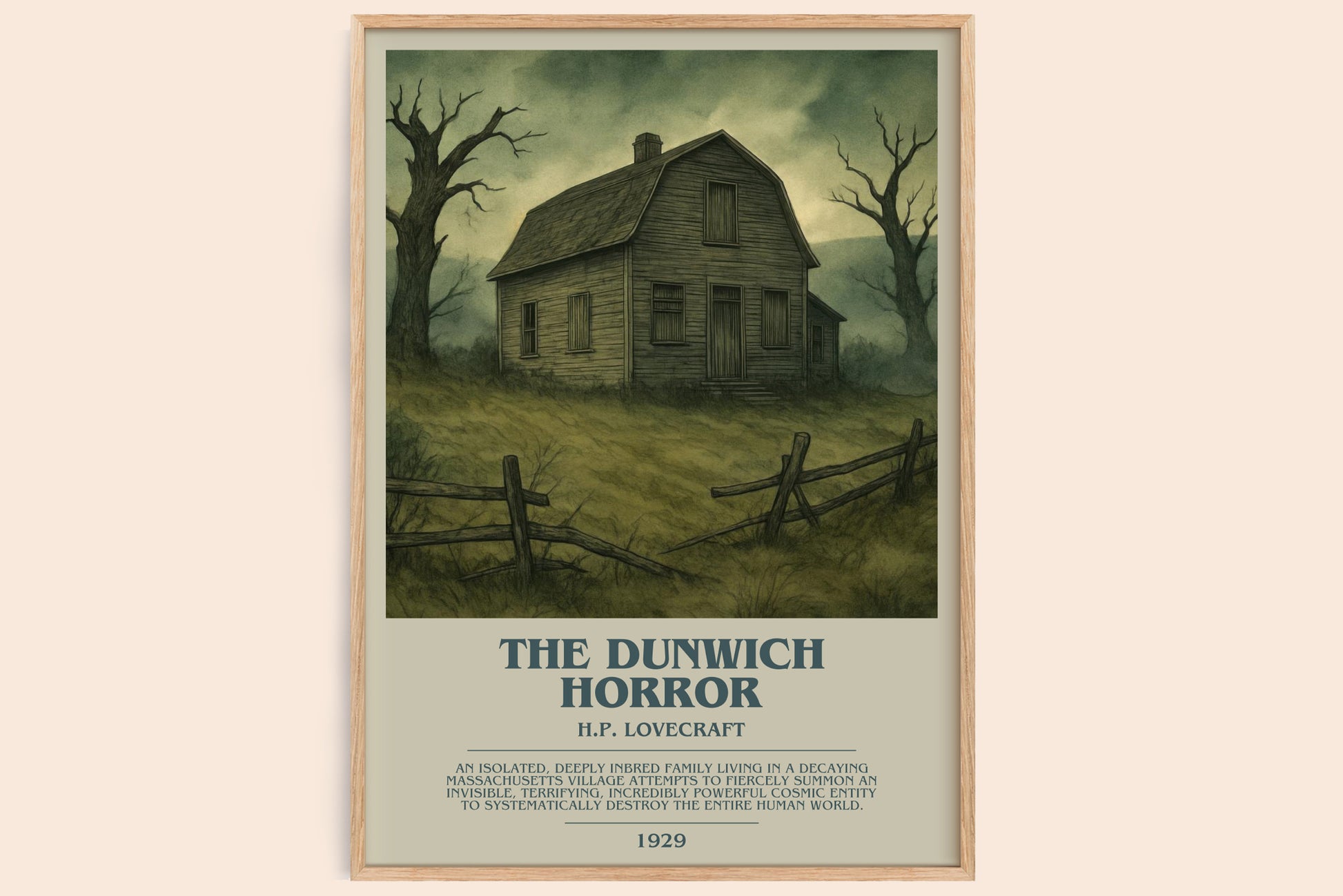 The Dunwich Horror bookish book poster by H.P. Lovecraft – framed literary art print