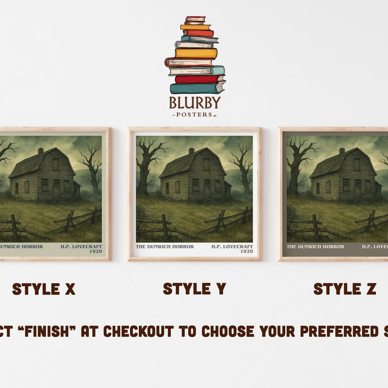 The Dunwich Horror literary print in frame leaning in hallway – horror wall art