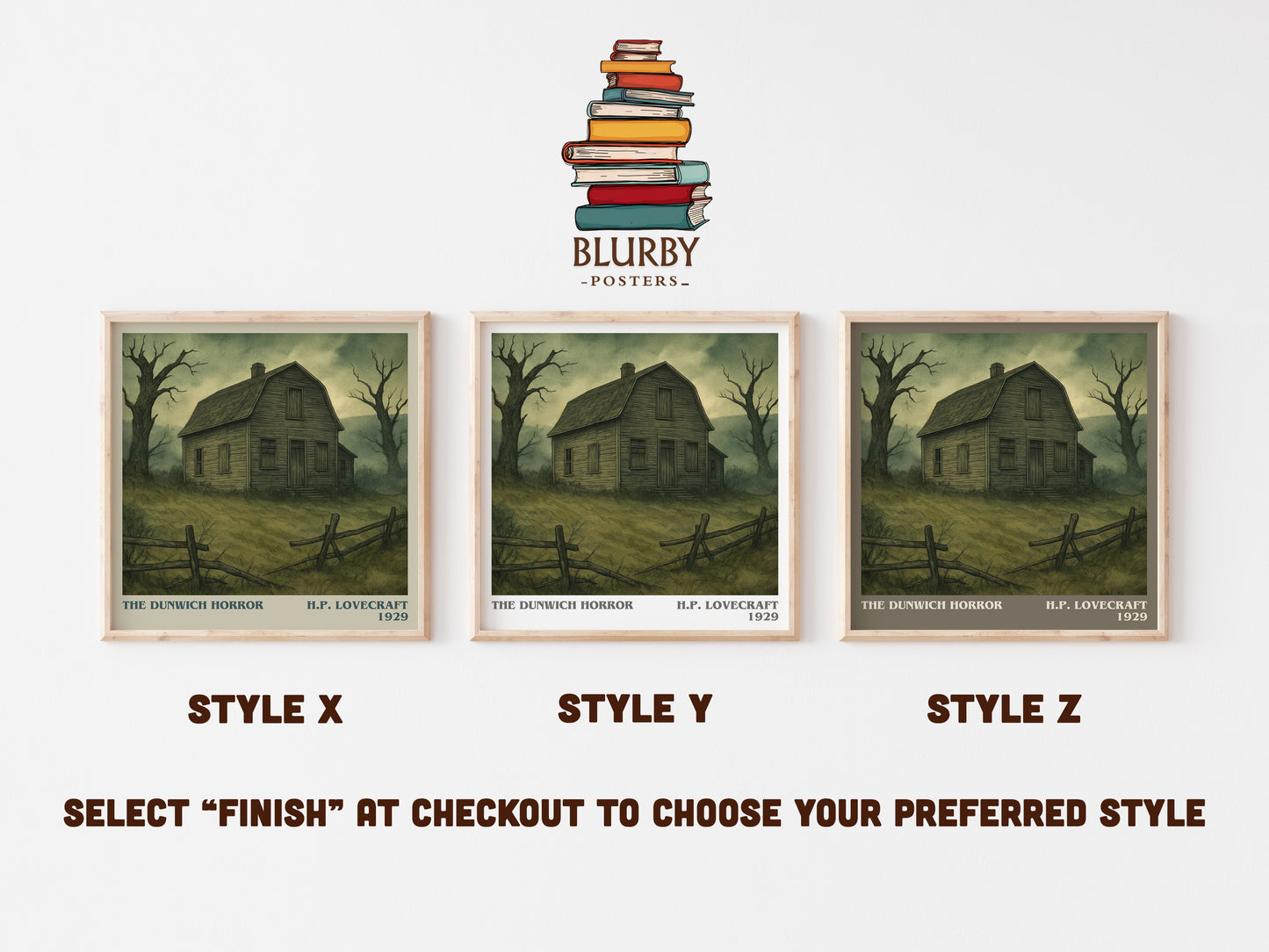The Dunwich Horror literary print in frame leaning in hallway – horror wall art