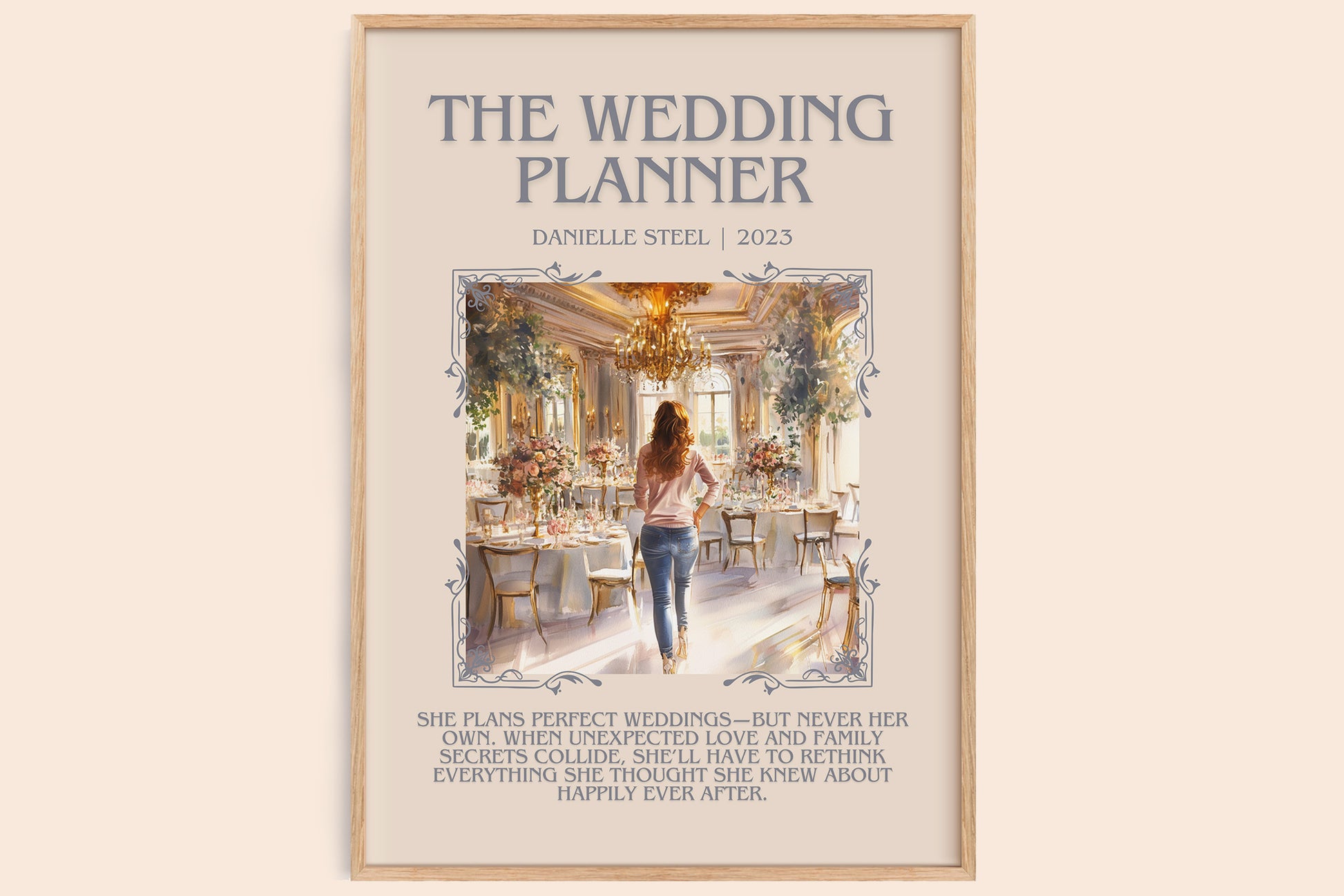 The Wedding Planner minimalist book poster by Danielle Steel – framed literary art print