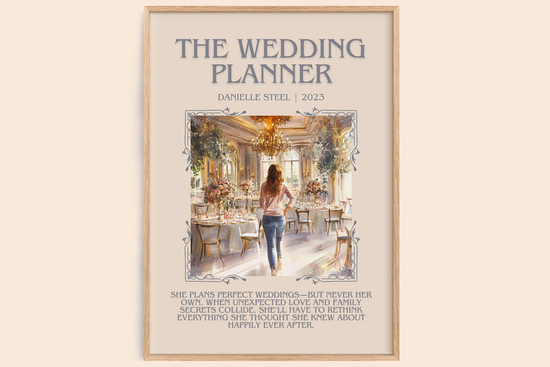 The Wedding Planner minimalist book poster by Danielle Steel – framed literary art print