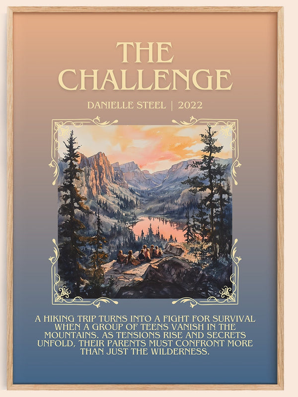 The Challenge minimalist book poster by Danielle Steel – framed literary art print