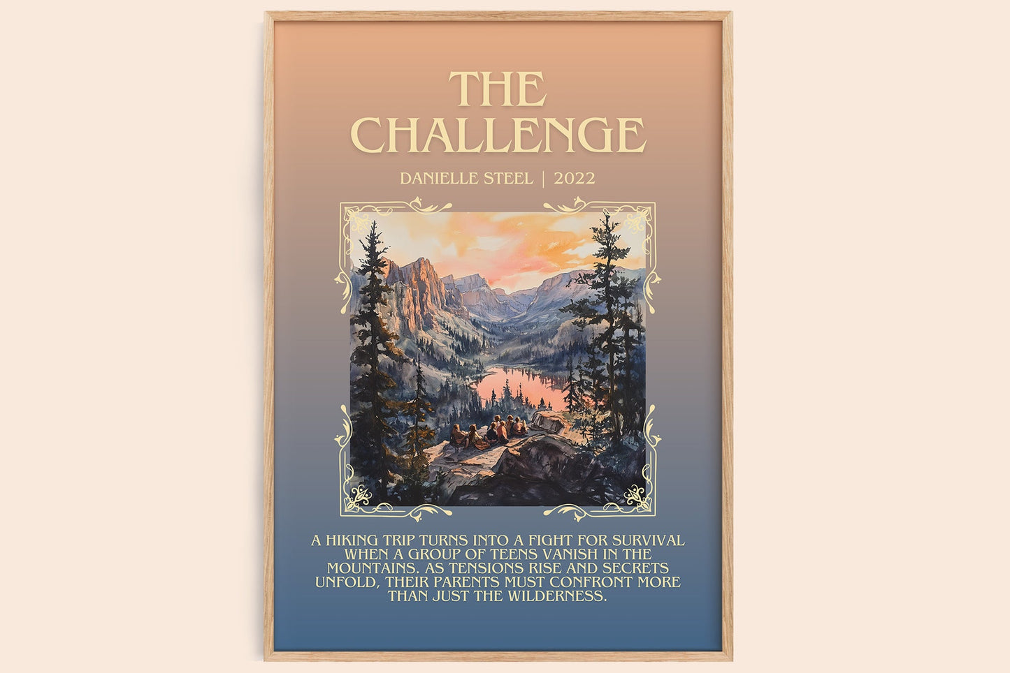 The Challenge minimalist book poster by Danielle Steel – framed literary art print