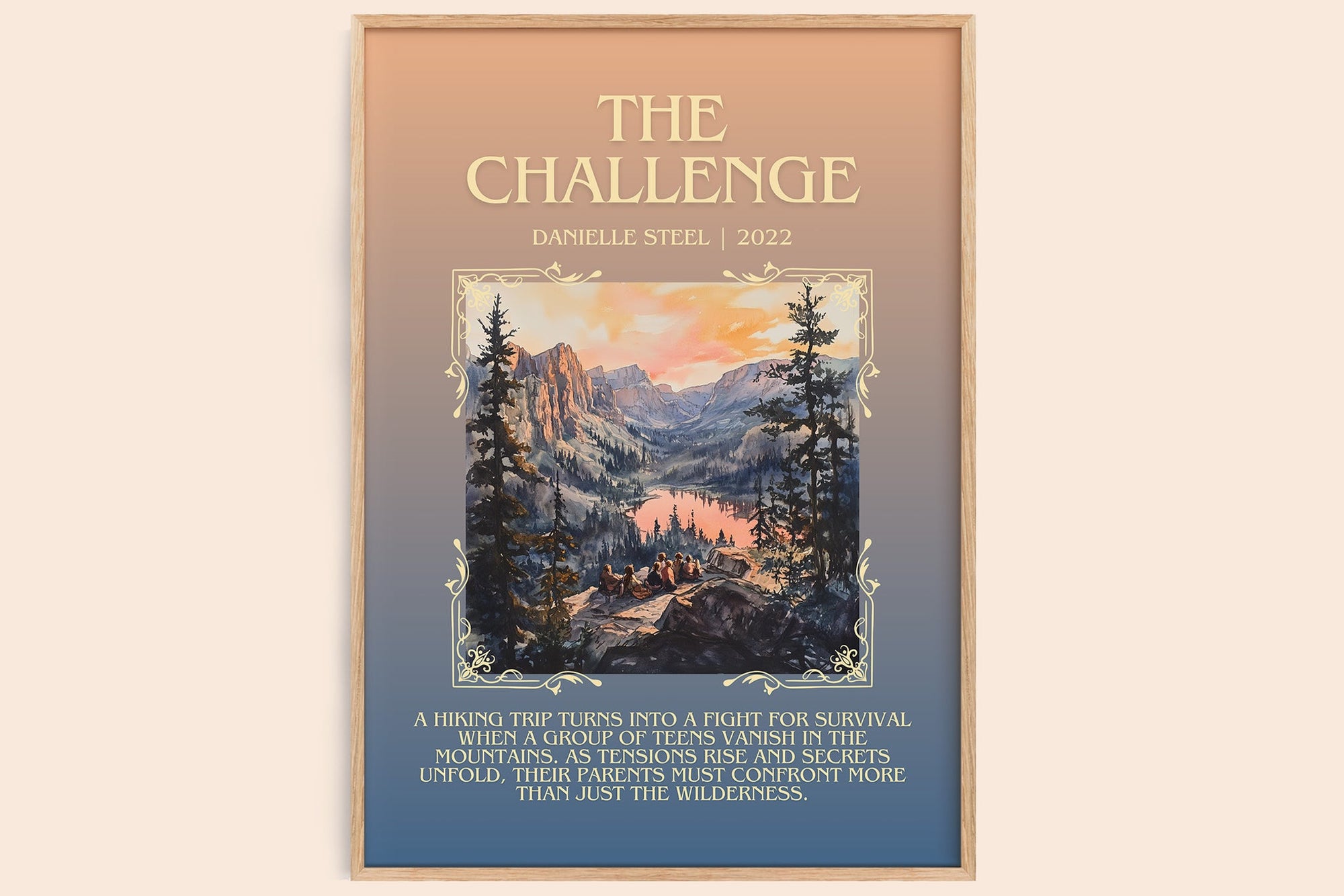 The Challenge minimalist book poster by Danielle Steel – framed literary art print