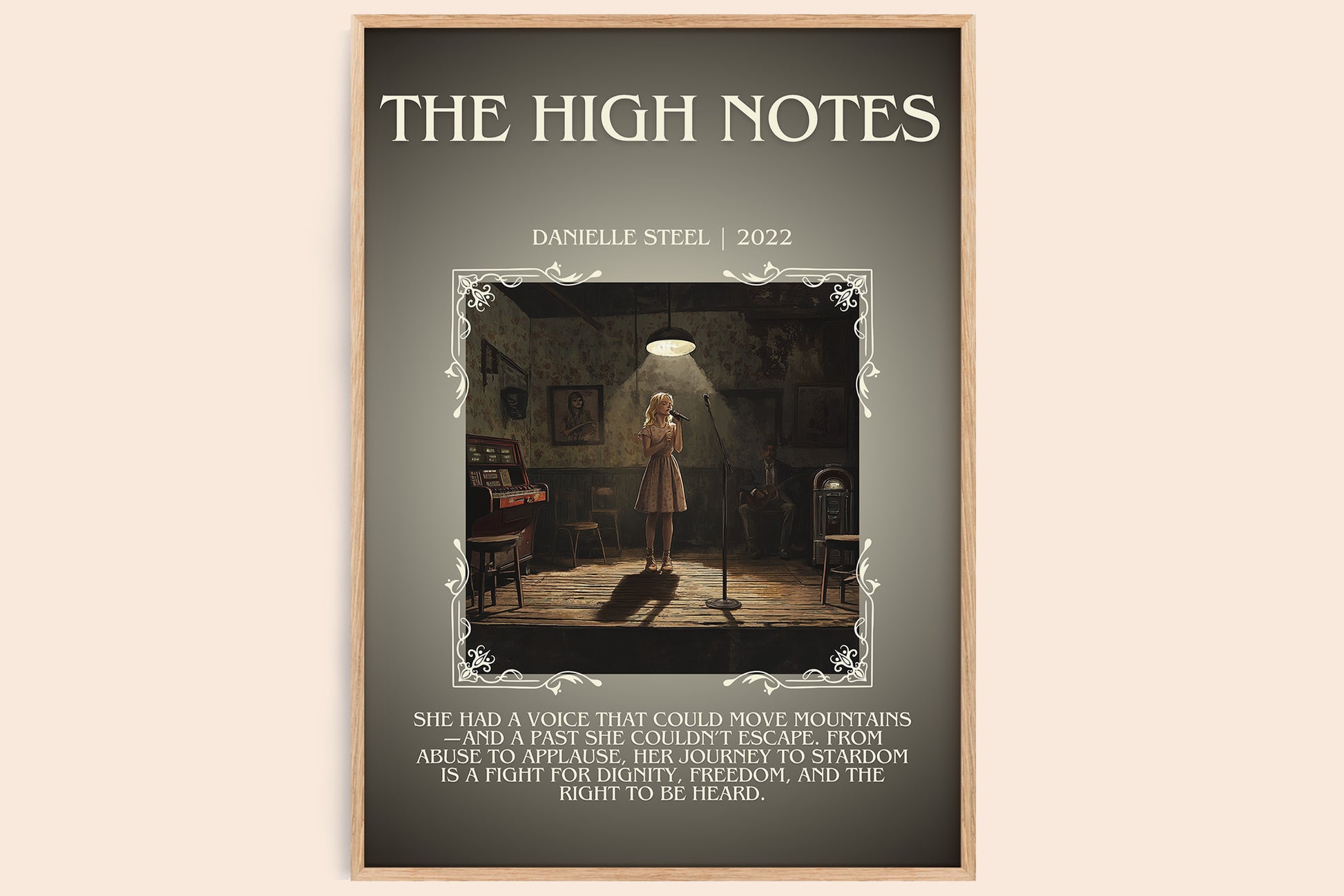 The High Notes minimalist book poster by Danielle Steel – framed literary art print