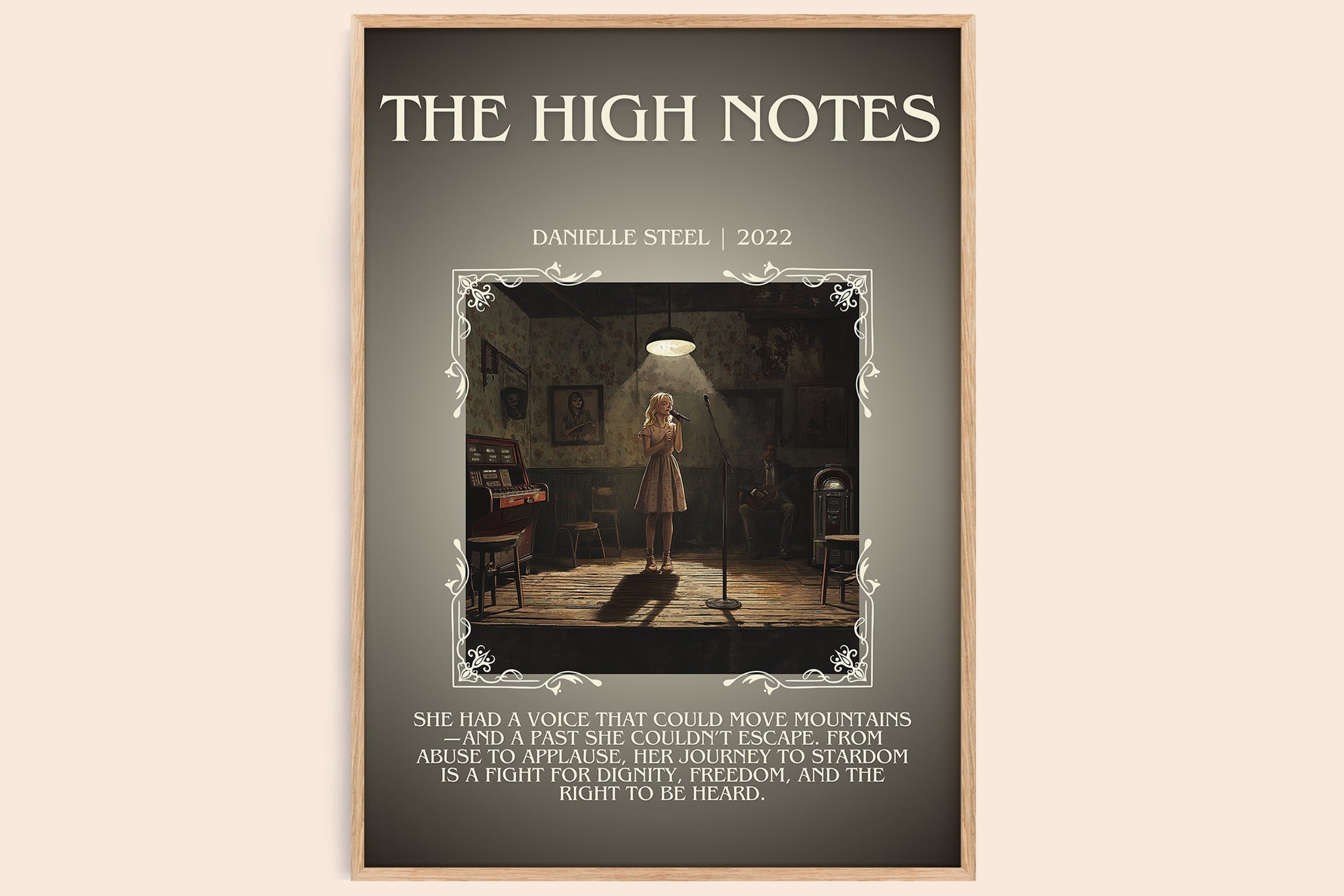 The High Notes minimalist book poster by Danielle Steel – framed literary art print