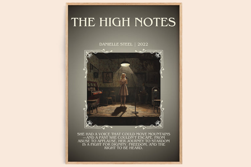 The High Notes minimalist book poster by Danielle Steel – framed literary art print