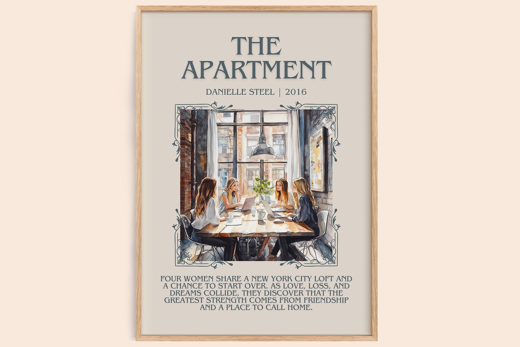 The Apartment minimalist book poster by Danielle Steel – framed literary art print