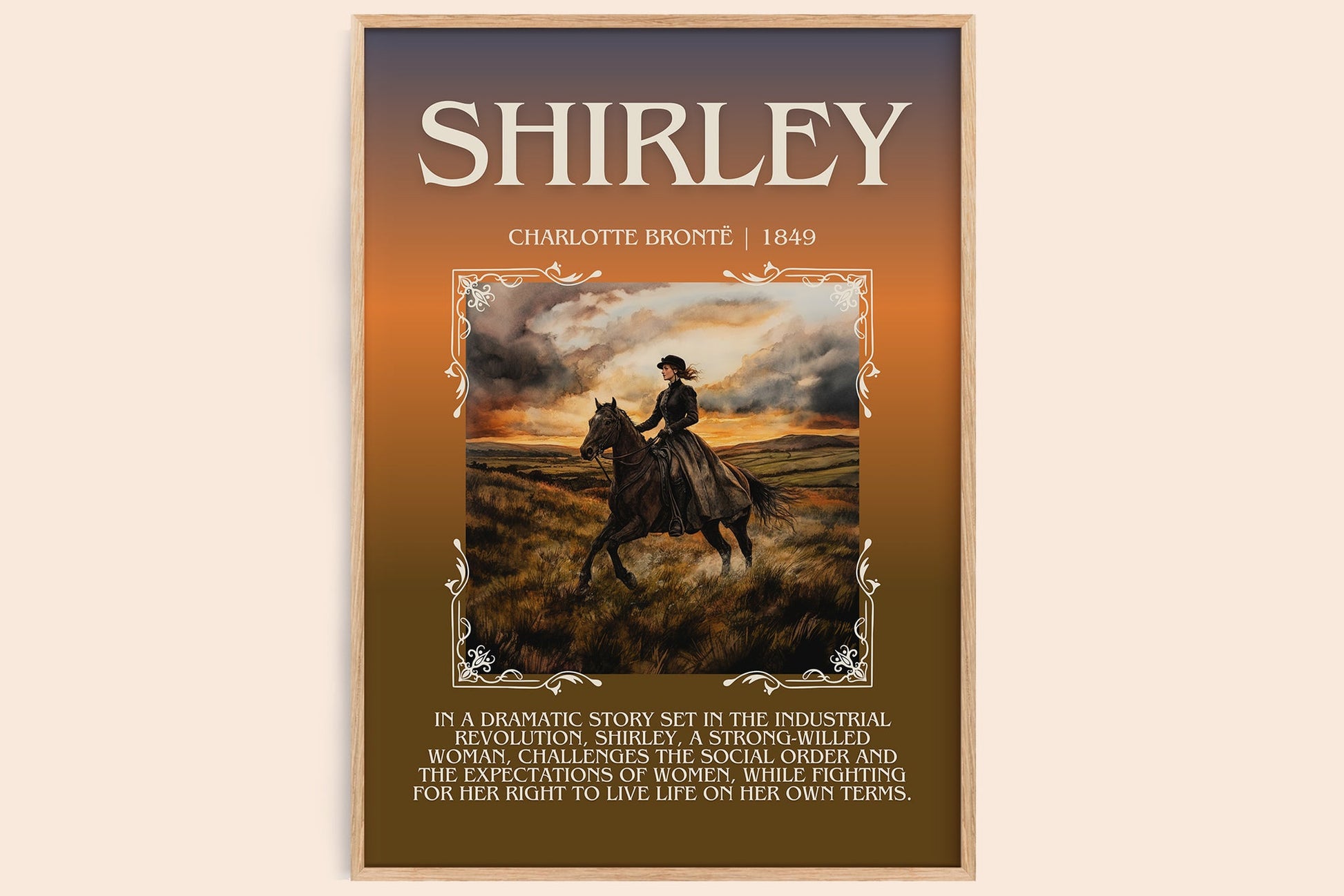 Shirley bookish print in frame leaning in hallway – historical fiction wall art