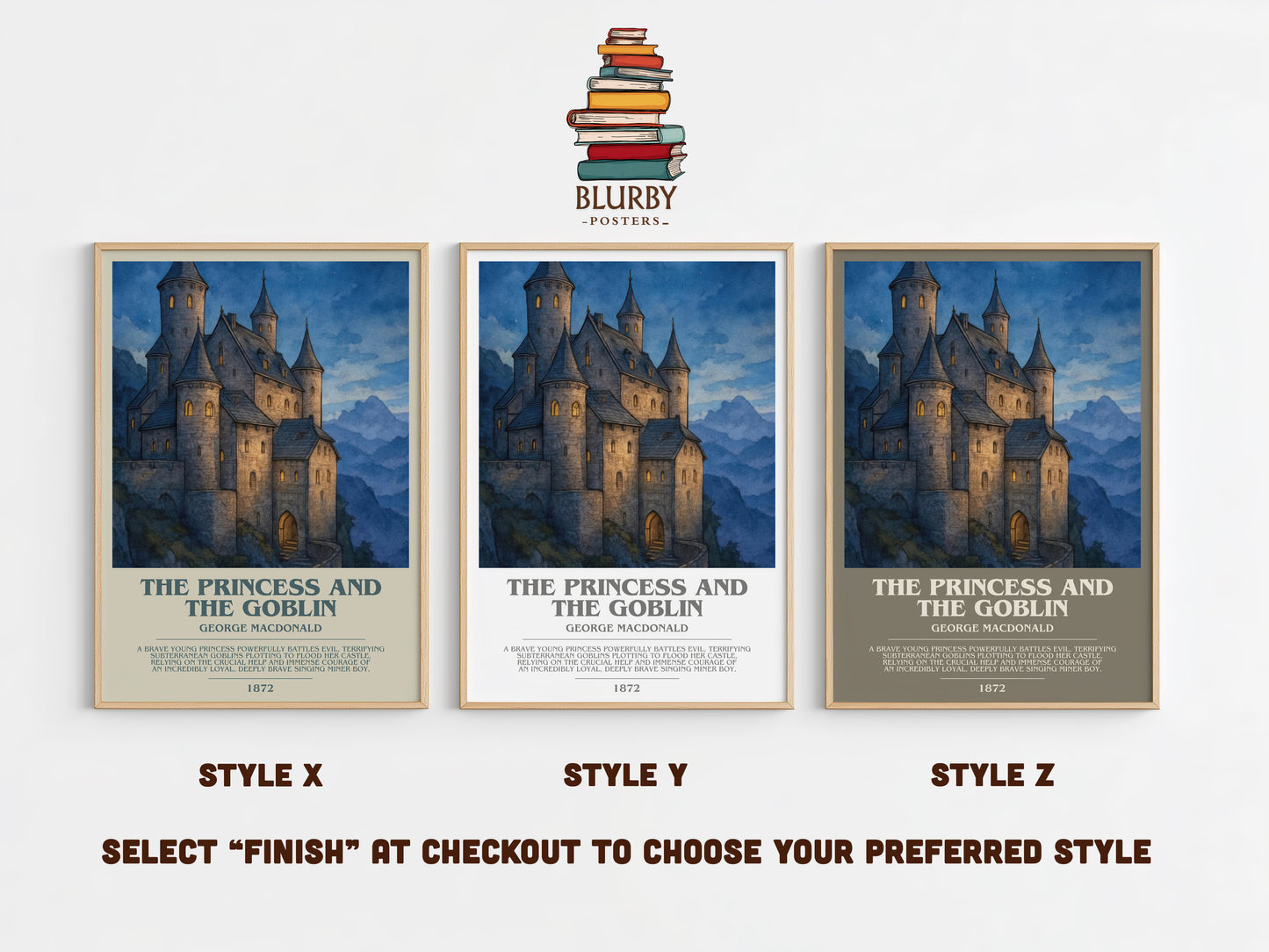 The Princess And The Goblin bookish print in frame leaning in hallway – fantasy wall art
