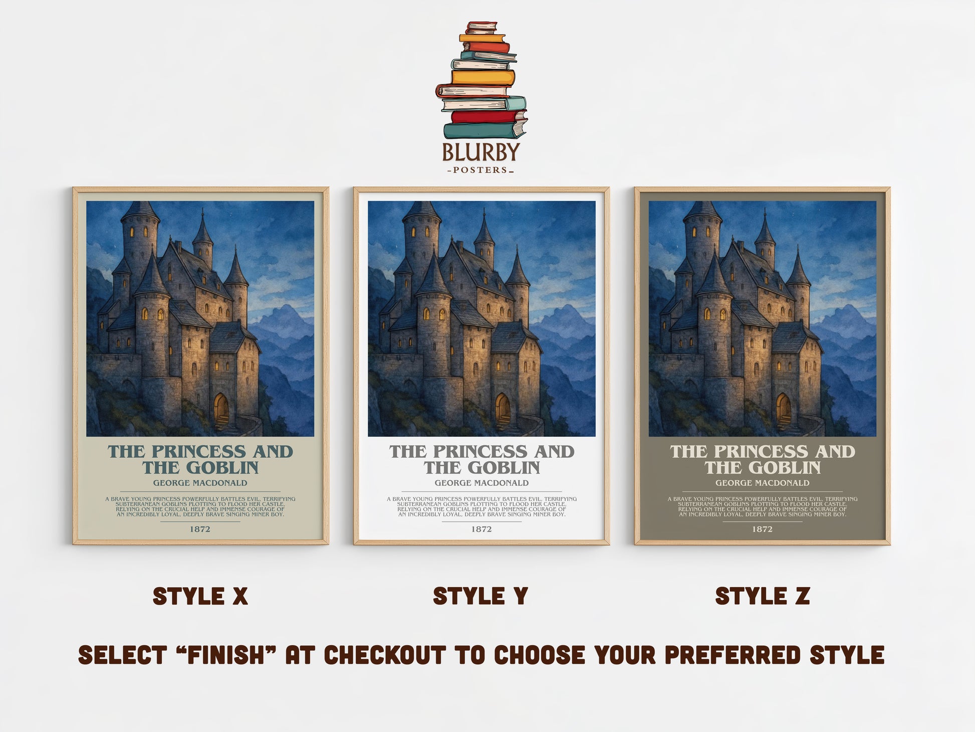 The Princess And The Goblin bookish print in frame leaning in hallway – fantasy wall art