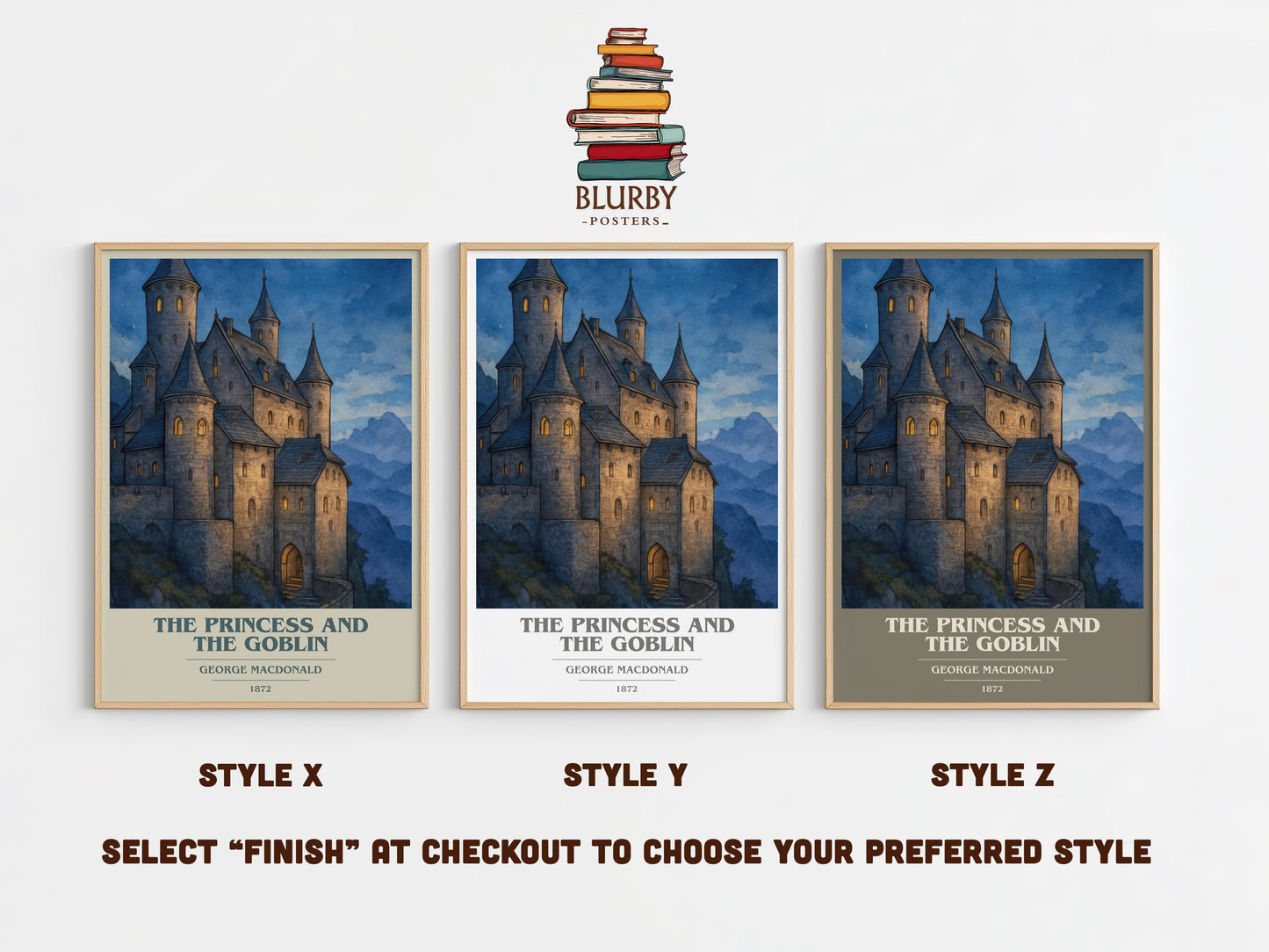 The Princess And The Goblin book cover print in frame leaning in hallway – fantasy wall art