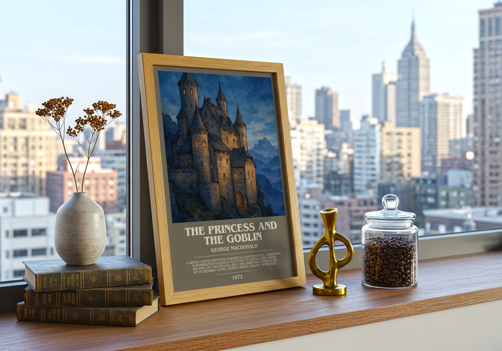 The Princess And The Goblin bookish print framed by window – literary home decor
