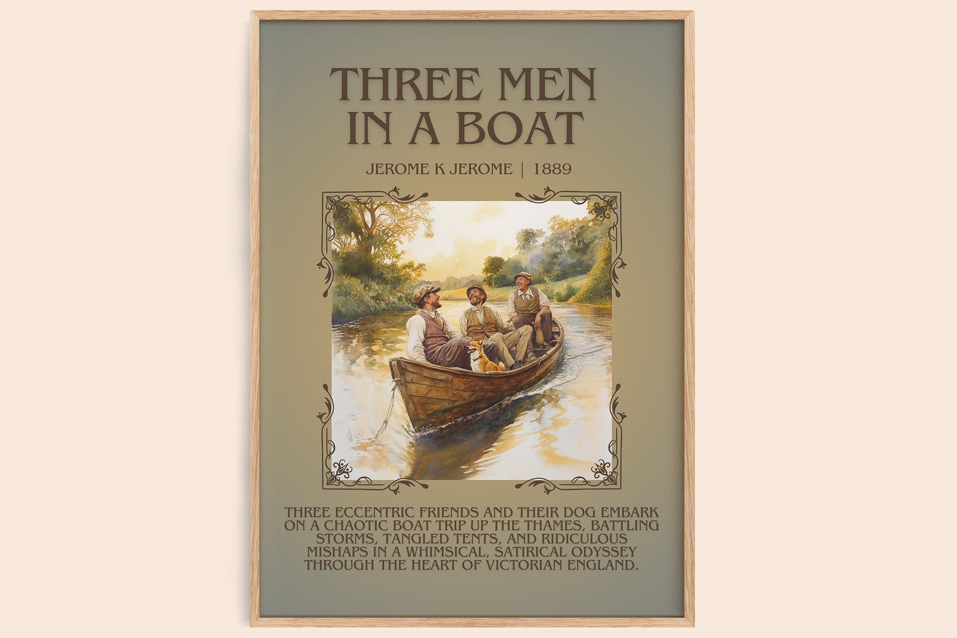 Three Men in a Boat minimalist book poster by Jerome K. Jerome – framed literary art print
