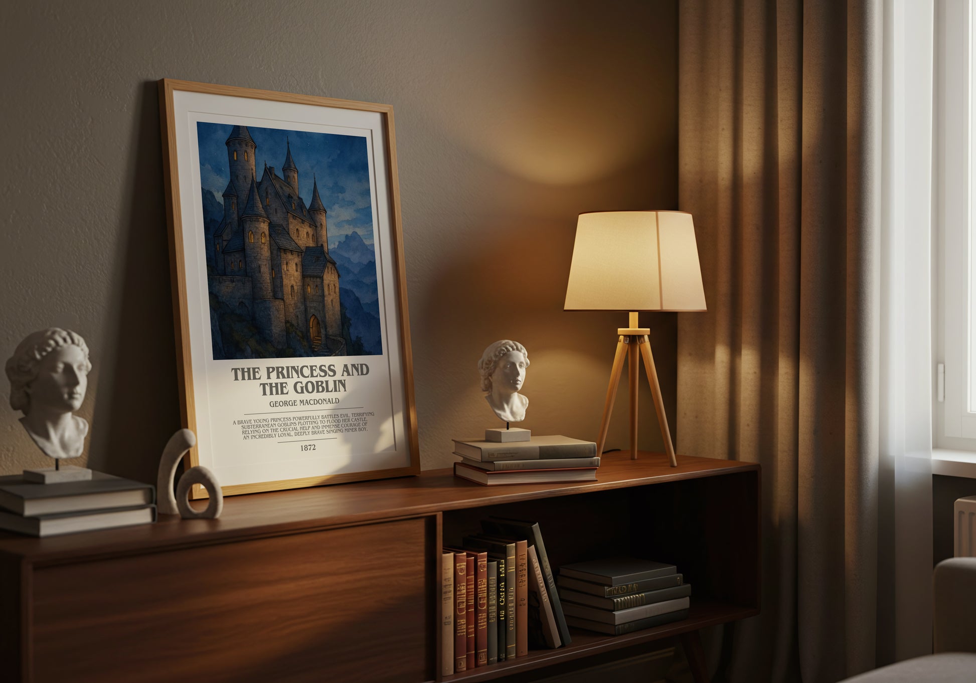 The Princess And The Goblin bookish book poster framed on wall – fantasy wall art