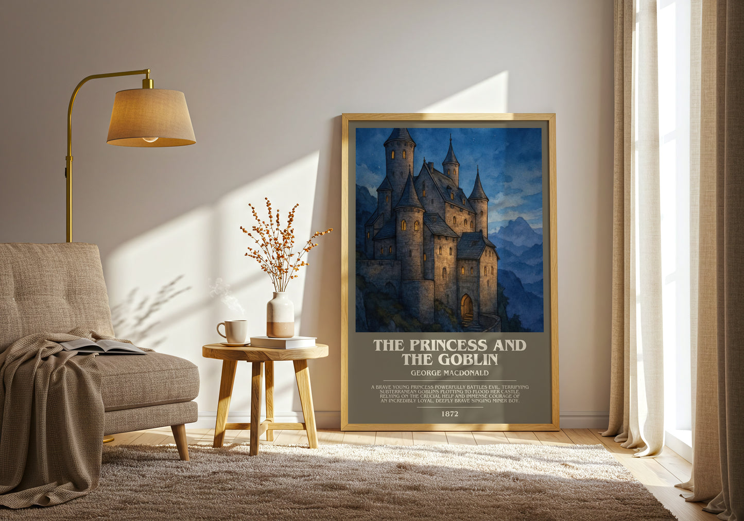 The Princess And The Goblin bookish print on bookshelf – George Macdonald fan gift