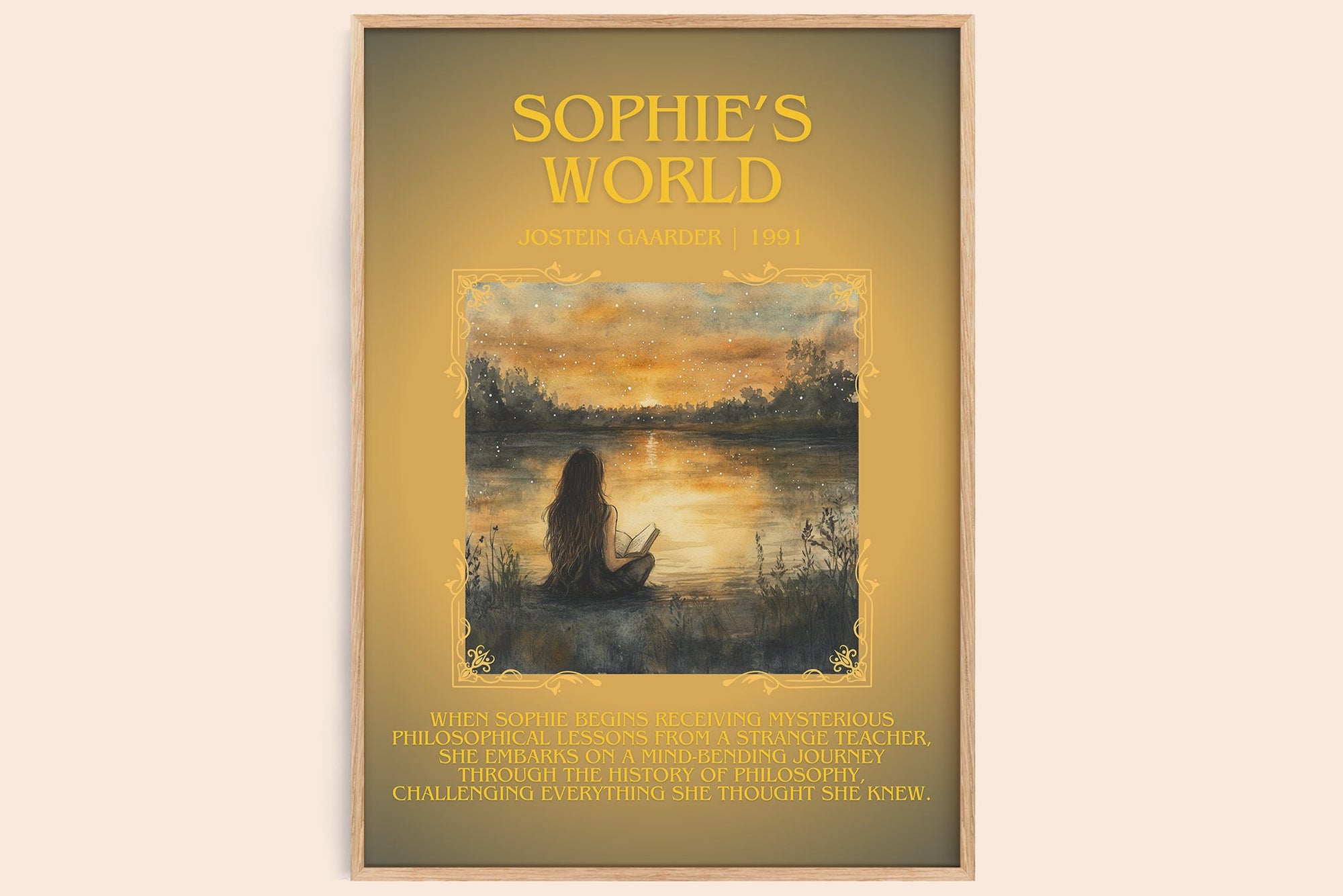 Sophie's World minimalist book poster by Jostein Gaarder – framed literary art print