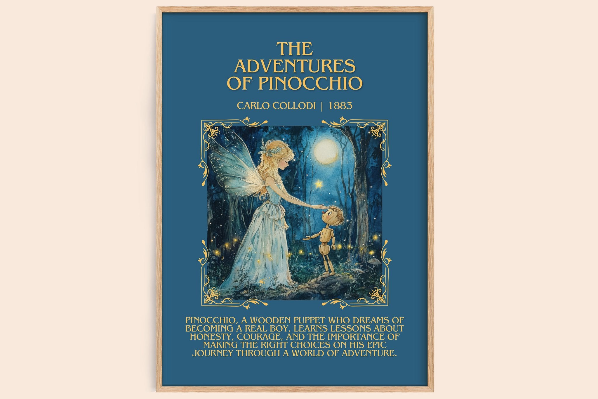 Adventures of Pinocchio Minimalist Book Poster by Carlo Collodi