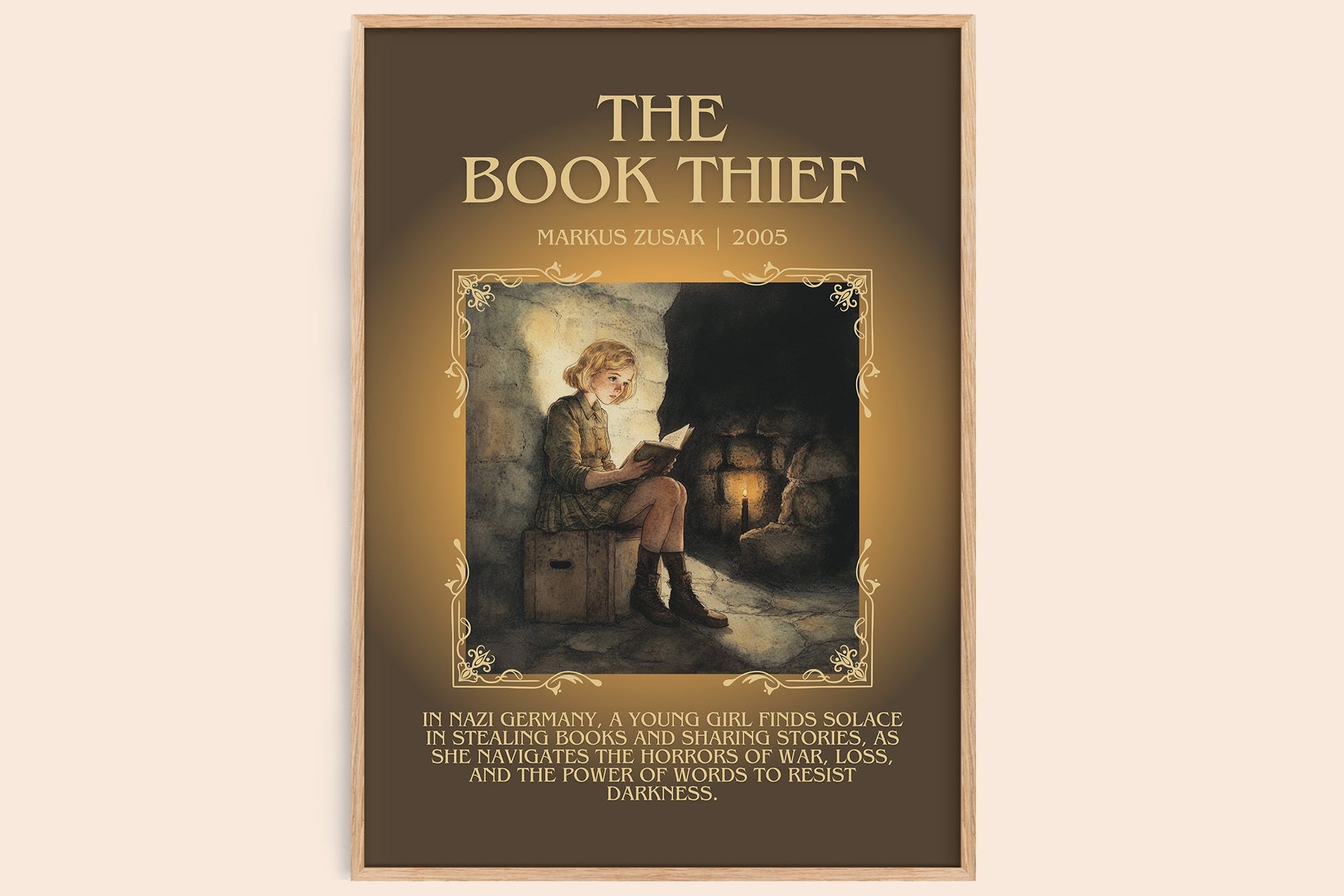 The Book Thief minimalist book poster by Markus Zusak – framed literary art print