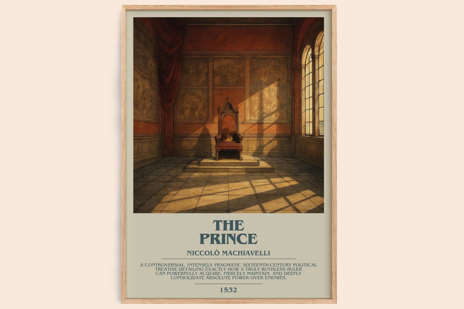 The Prince bookish book poster by Niccolò Machiavelli – framed literary art print