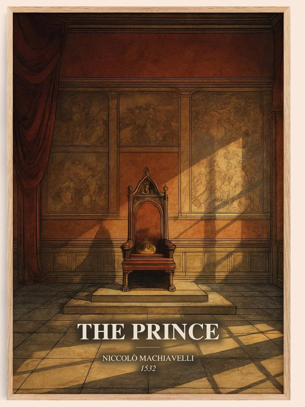 The Prince watercolour book poster by Niccolò Machiavelli – framed literary art print