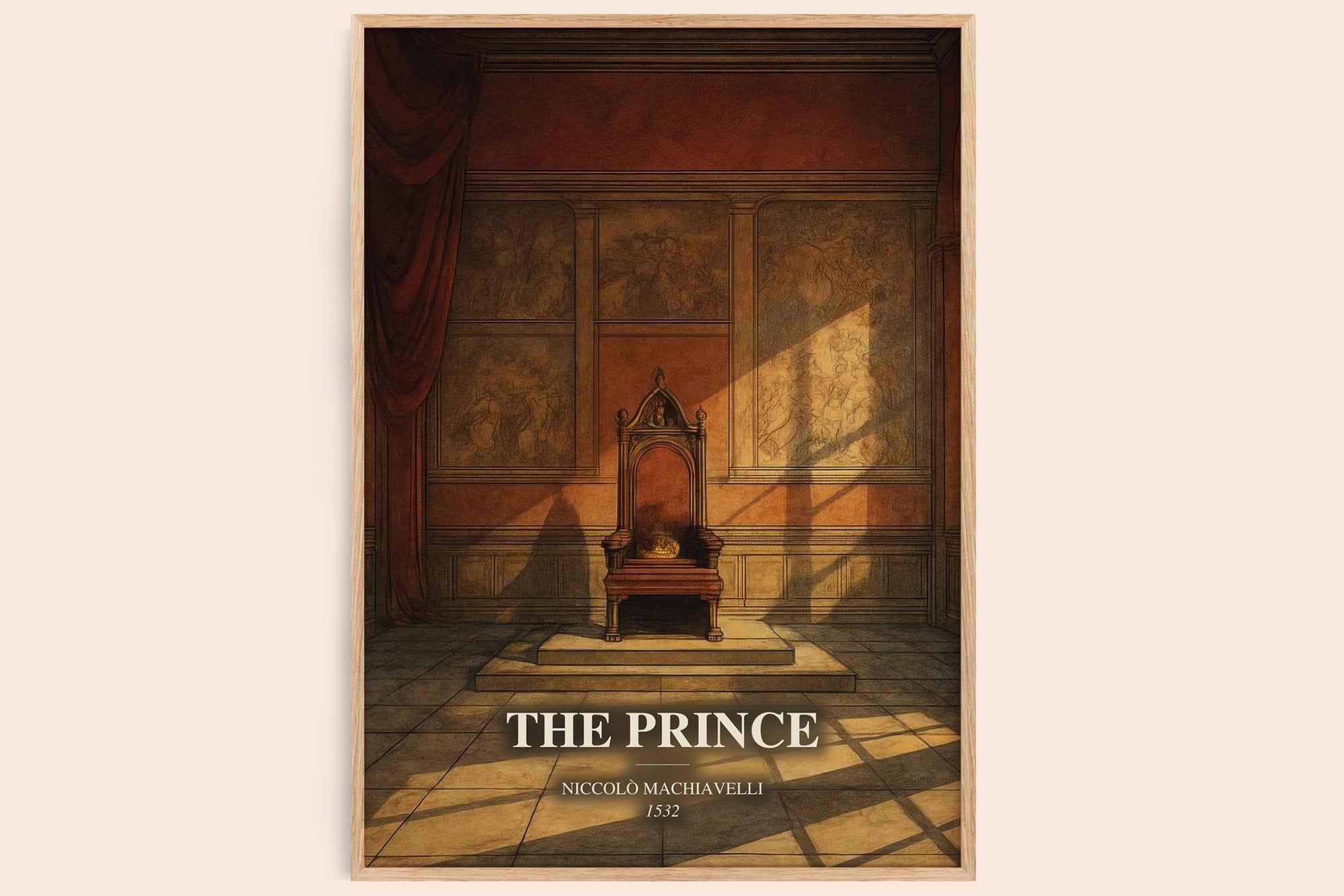 The Prince watercolour book poster by Niccolò Machiavelli – framed literary art print