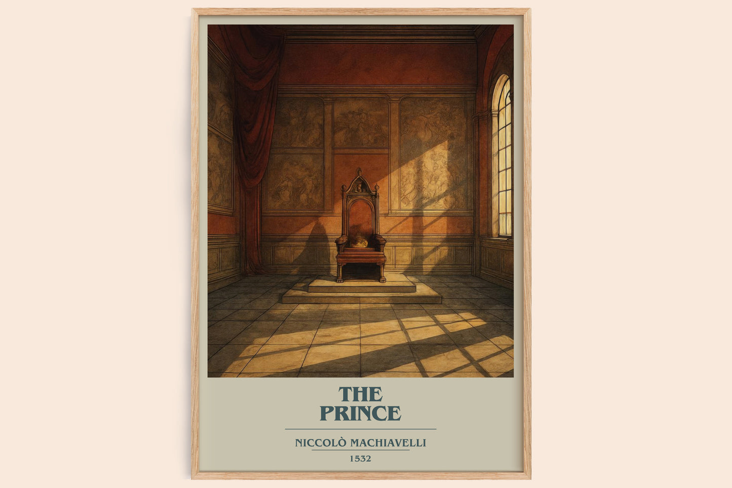 The Prince book cover book poster by Niccolò Machiavelli – framed literary art print