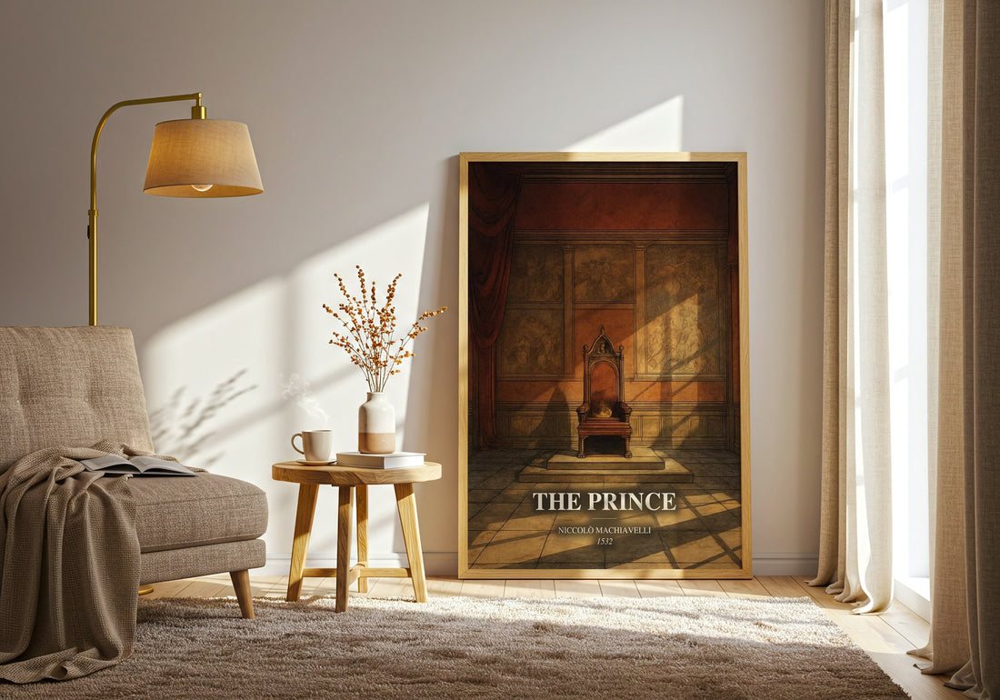 The Prince watercolour print in frame leaning in hallway – philosophy wall art (mockup)