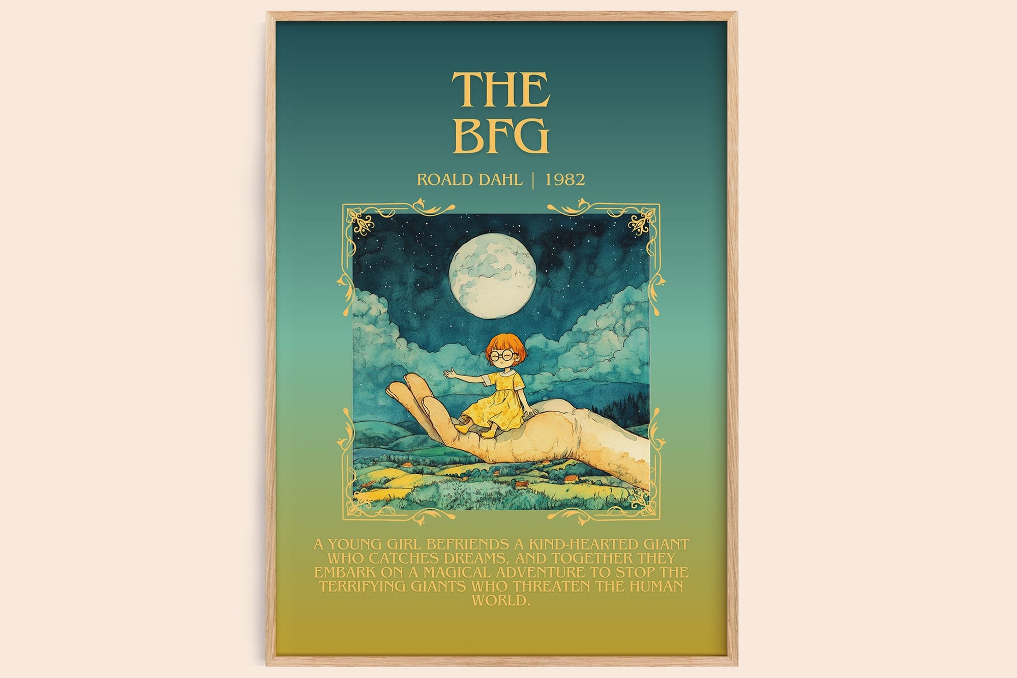 The BFG minimalist book poster by Roald Dahl – framed literary art print