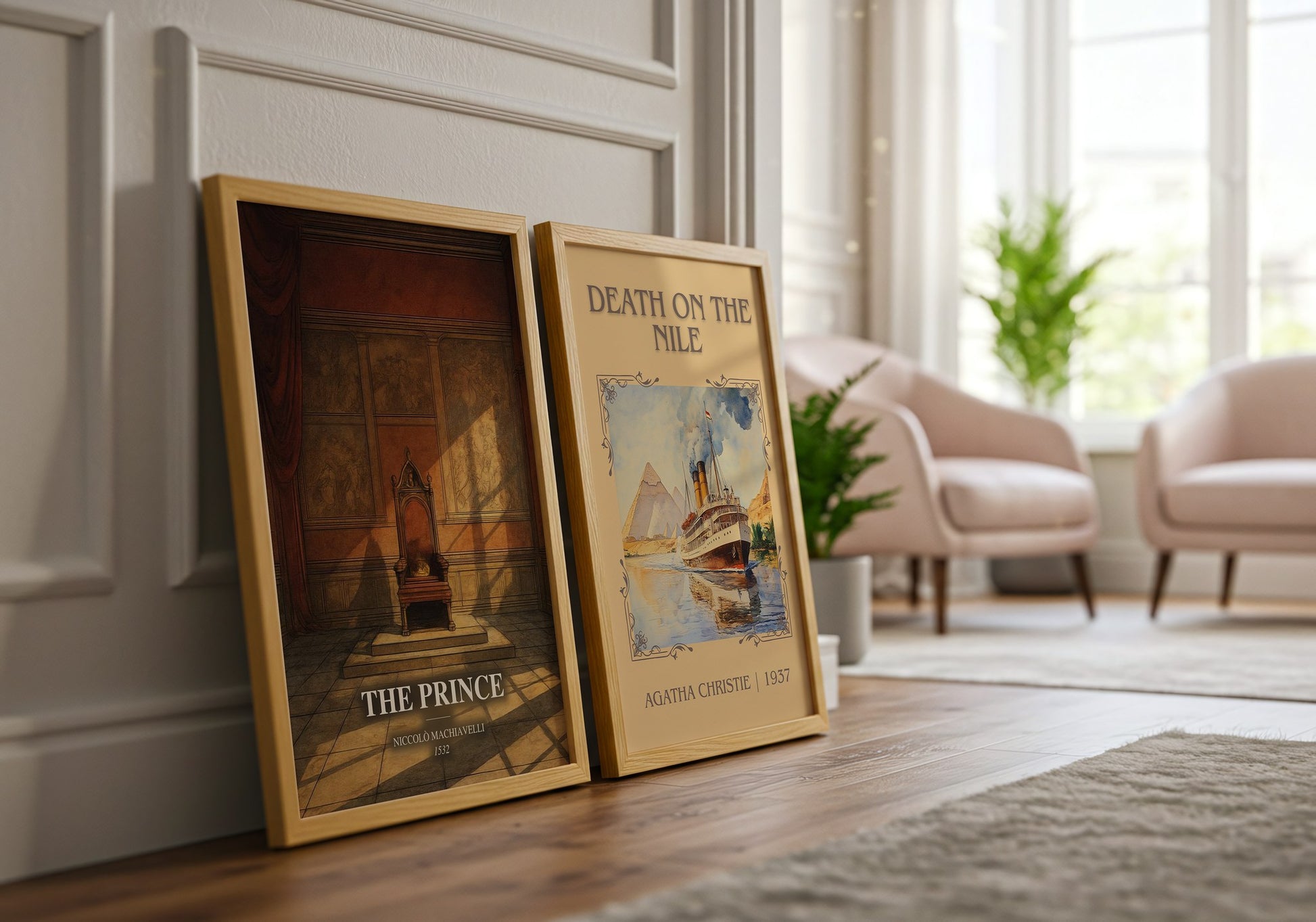 The Prince watercolour print framed by window – literary home decor