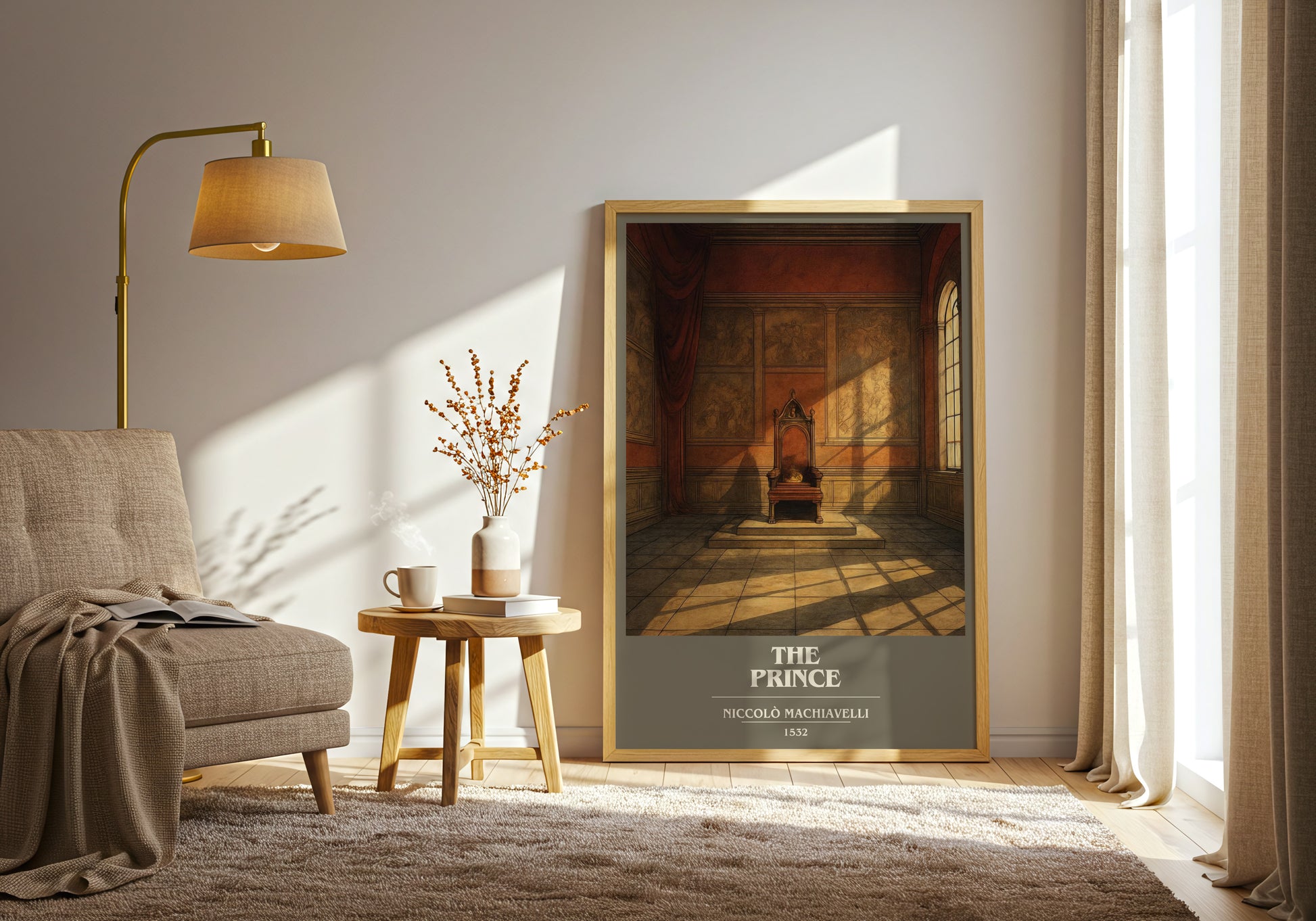 The Prince book cover print on bookshelf – Niccolò Machiavelli fan gift