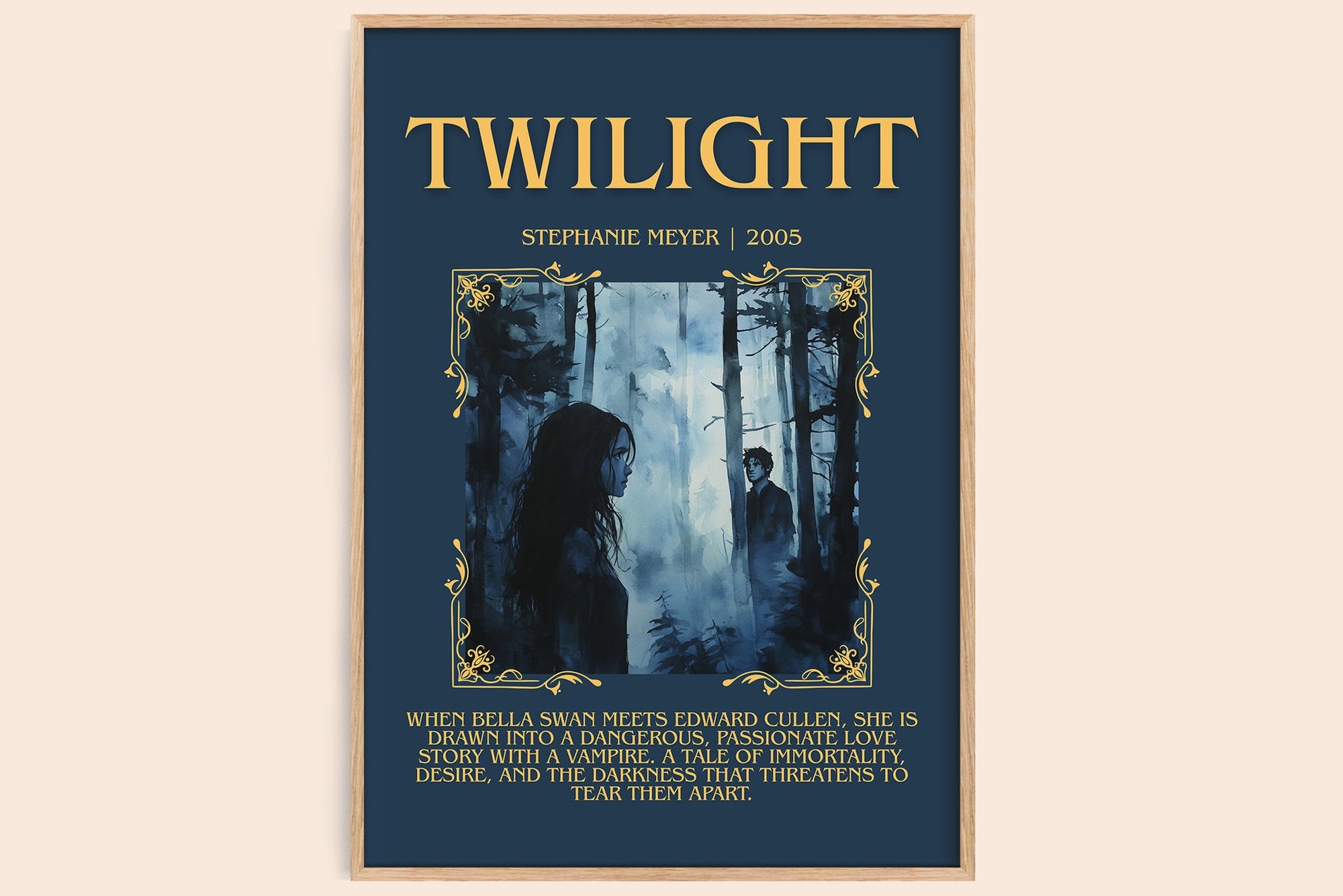 Twilight minimalist book poster by Stephanie Meyer – framed literary art print