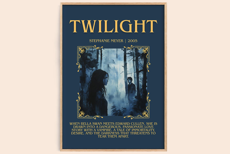 Twilight minimalist book poster by Stephanie Meyer – framed literary art print