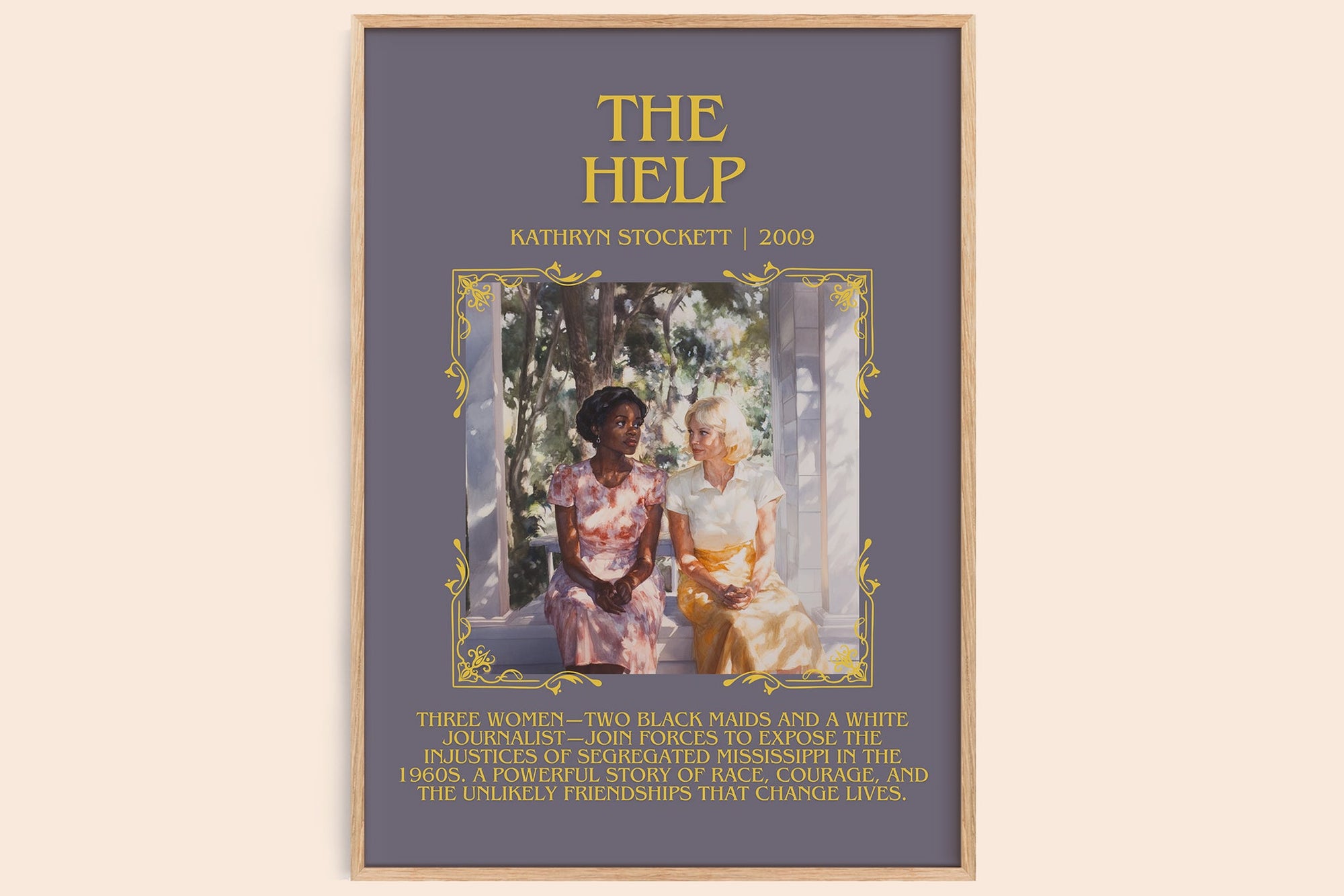 The Help minimalist book poster by Kathryn Stockett – framed literary art print