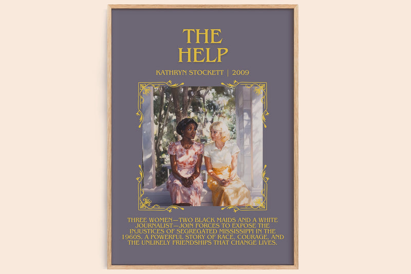 The Help minimalist book poster by Kathryn Stockett – framed literary art print