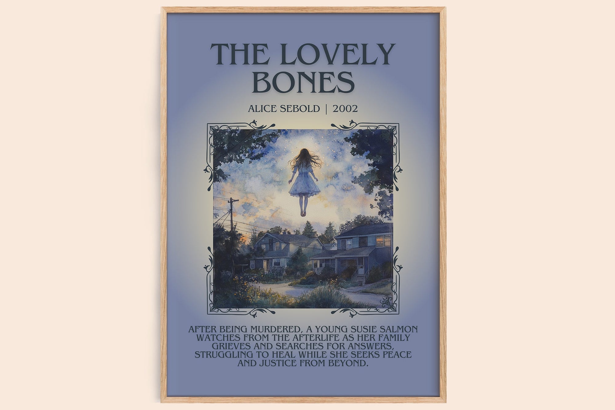 The Lovely Bones minimalist book poster by Alice Sebold – framed literary art print